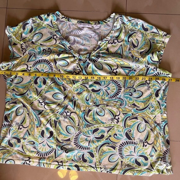 Liz Claiborne Womens Blouse 3X Sheer Multicolor Lightweight Pleated Front cotton - Picture 8 of 9